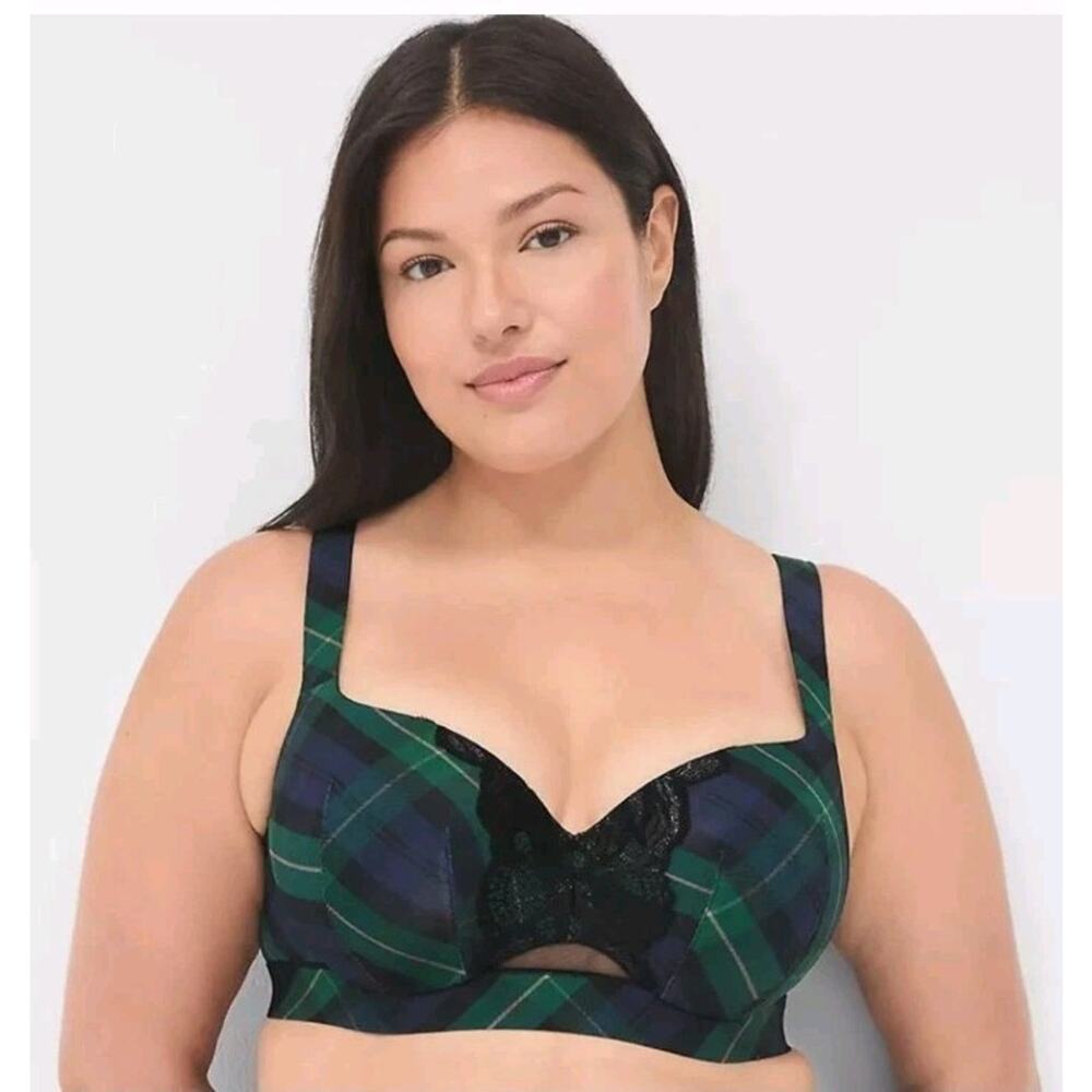 NWT CACIQUE Comfort Bliss Lightly Lined Balconette Bra in Green Pine 40DDD